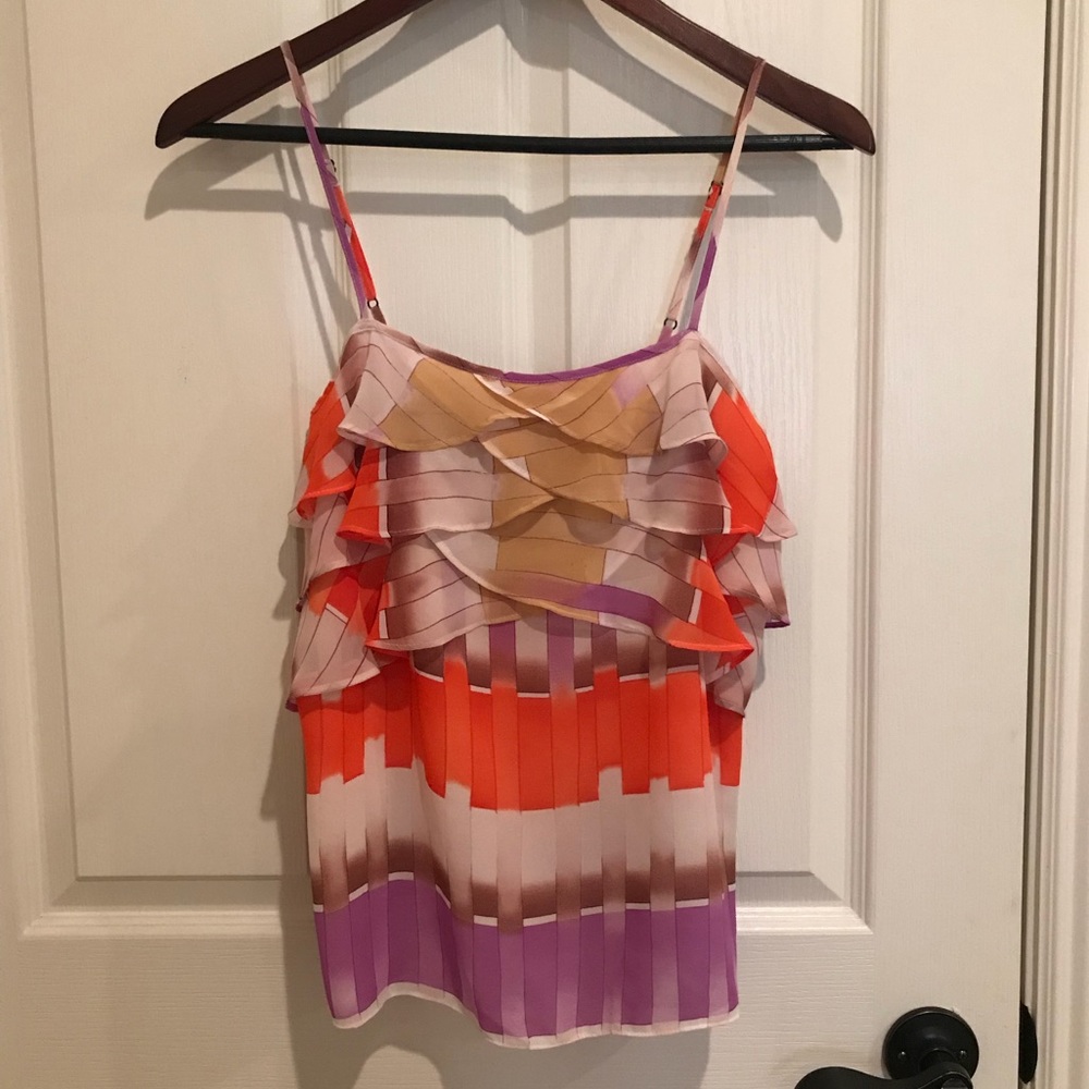 Guess ruffled front spaghetti strap blouse